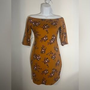 Mustard off the shoulder dress
